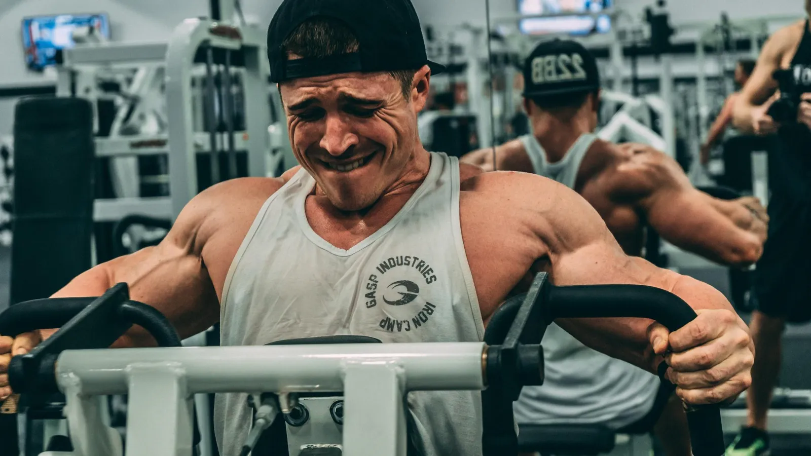 Mature athlete training on a chest press